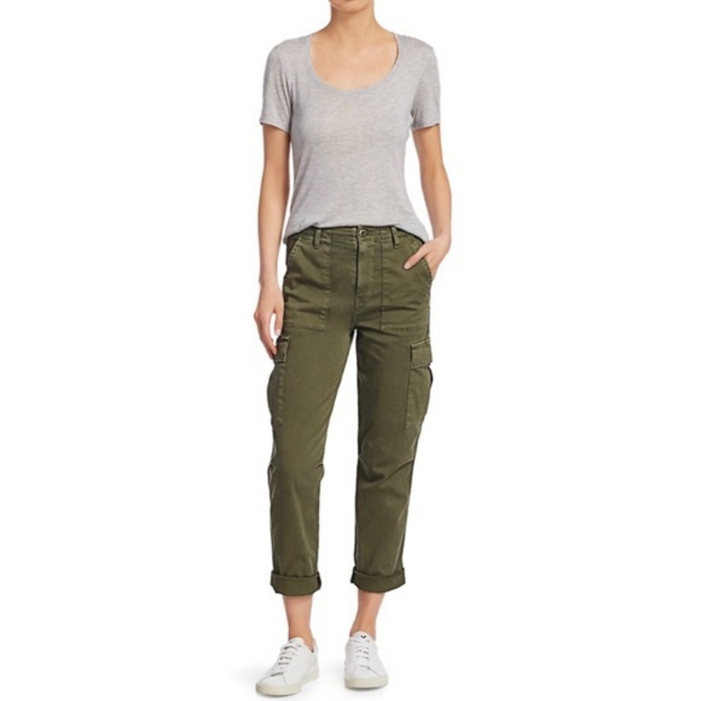 Hudson Jeans Jane Slim Cropped Cargo Pants in Army Green